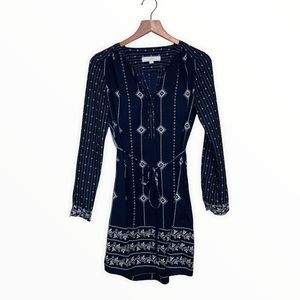 LOFT Ann Taylor blue printed dress Sz XS